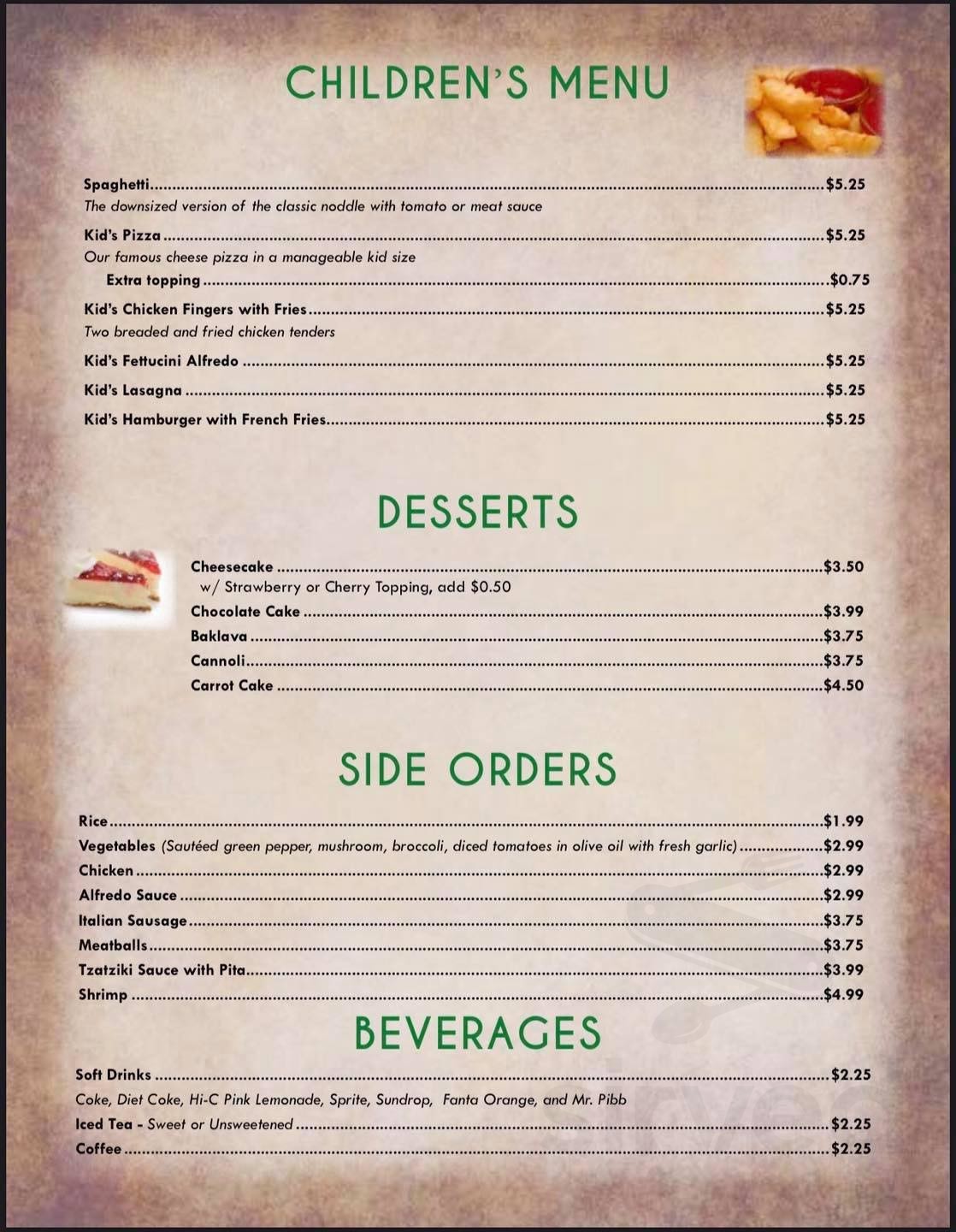 PALERMO's FAMLIY ITALIAN & GREEK RESTAURANT CONOVER, NC menu in Conover