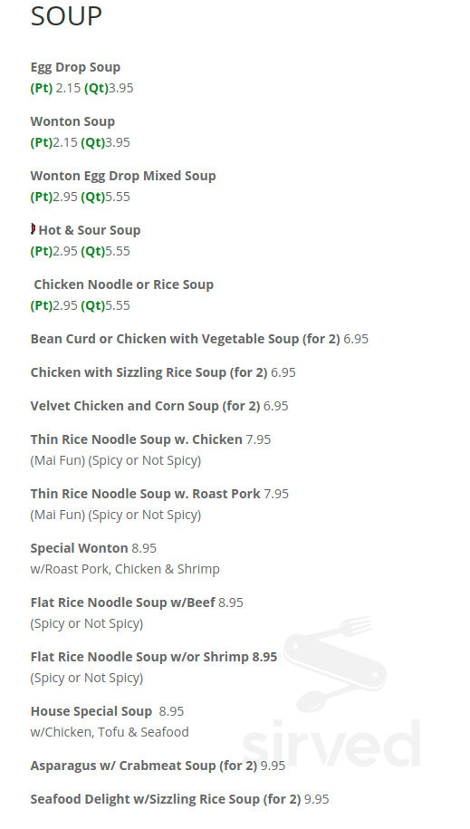 King's Palace Chinese Restaurant menu in Marlton, New Jersey, USA