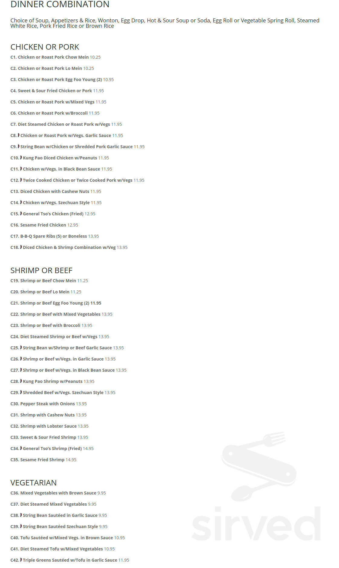 King's Palace Chinese Restaurant menu in Marlton, New Jersey, USA