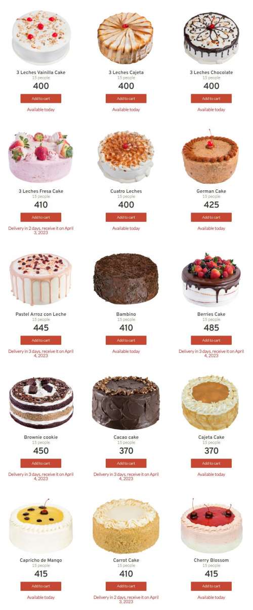 Suspiros Cakes menu in Tucson, Arizona, USA
