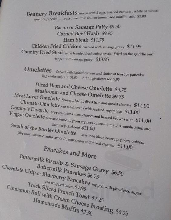 Northern Pacific Beanery menu in Livingston, Montana, USA