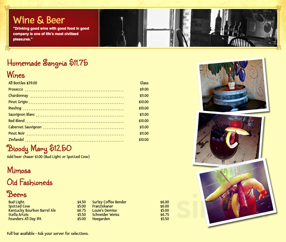 The Gingerbread House menu in Muskego, Wisconsin, USA