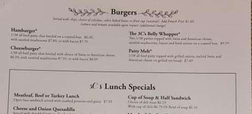Menu for 3 C's Coffee Cup Cafe in St Germain, WI | Sirved