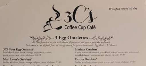 Menu for 3 C's Coffee Cup Cafe in St Germain, WI | Sirved