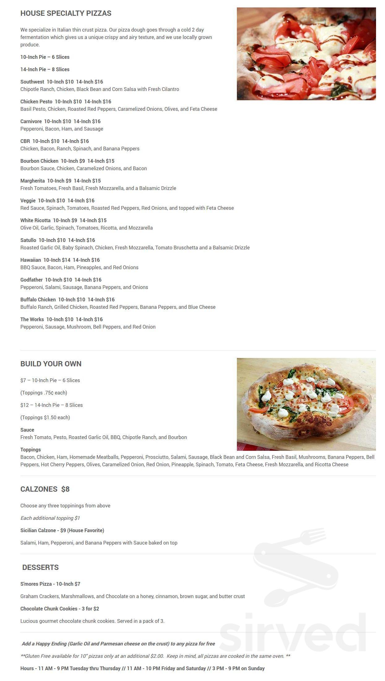 Sauced Wood Fired Pizza menu in Fairview Park, Ohio, USA