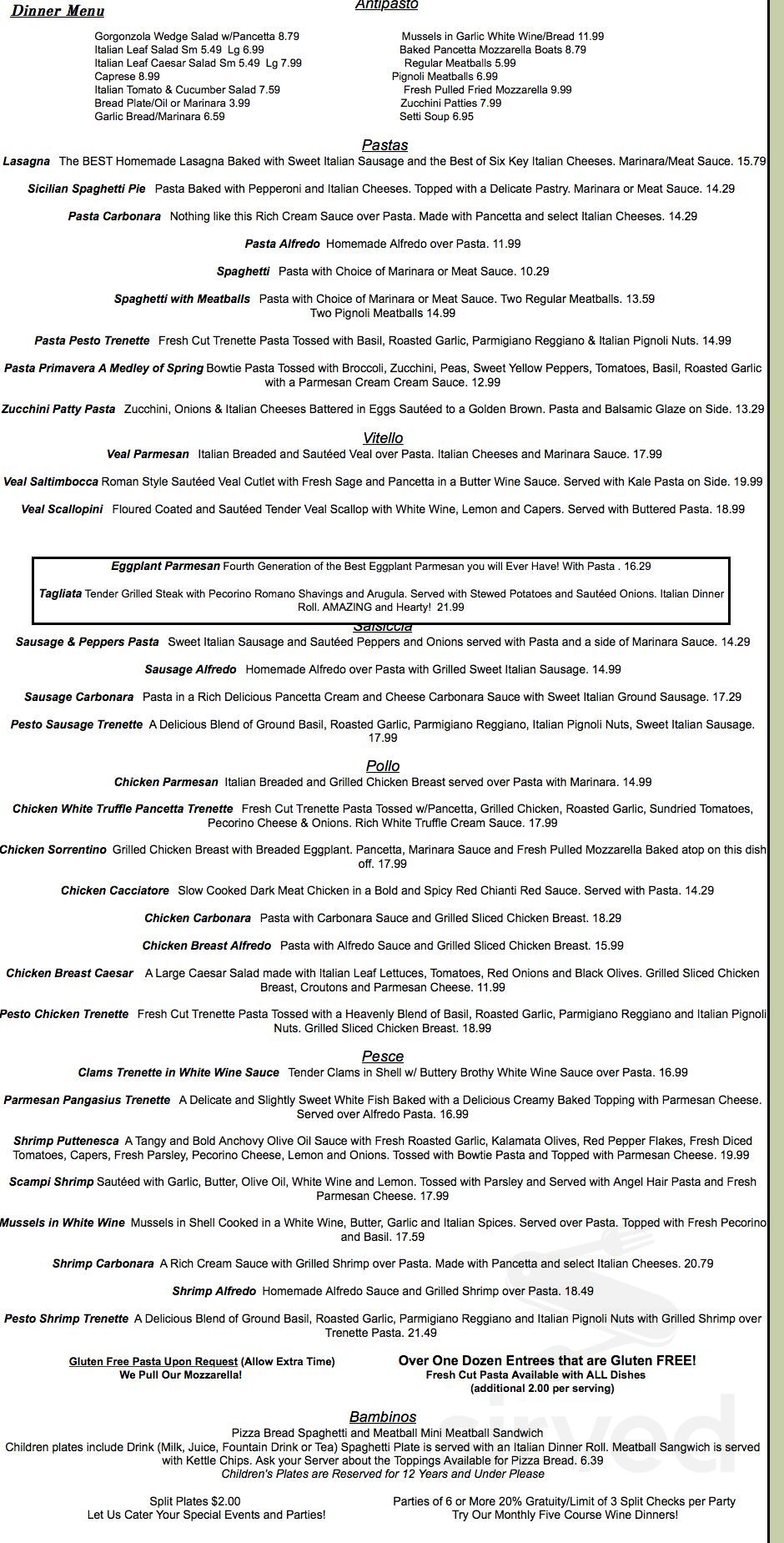 Dat's Italian! menu in Colorado Springs, Colorado, USA