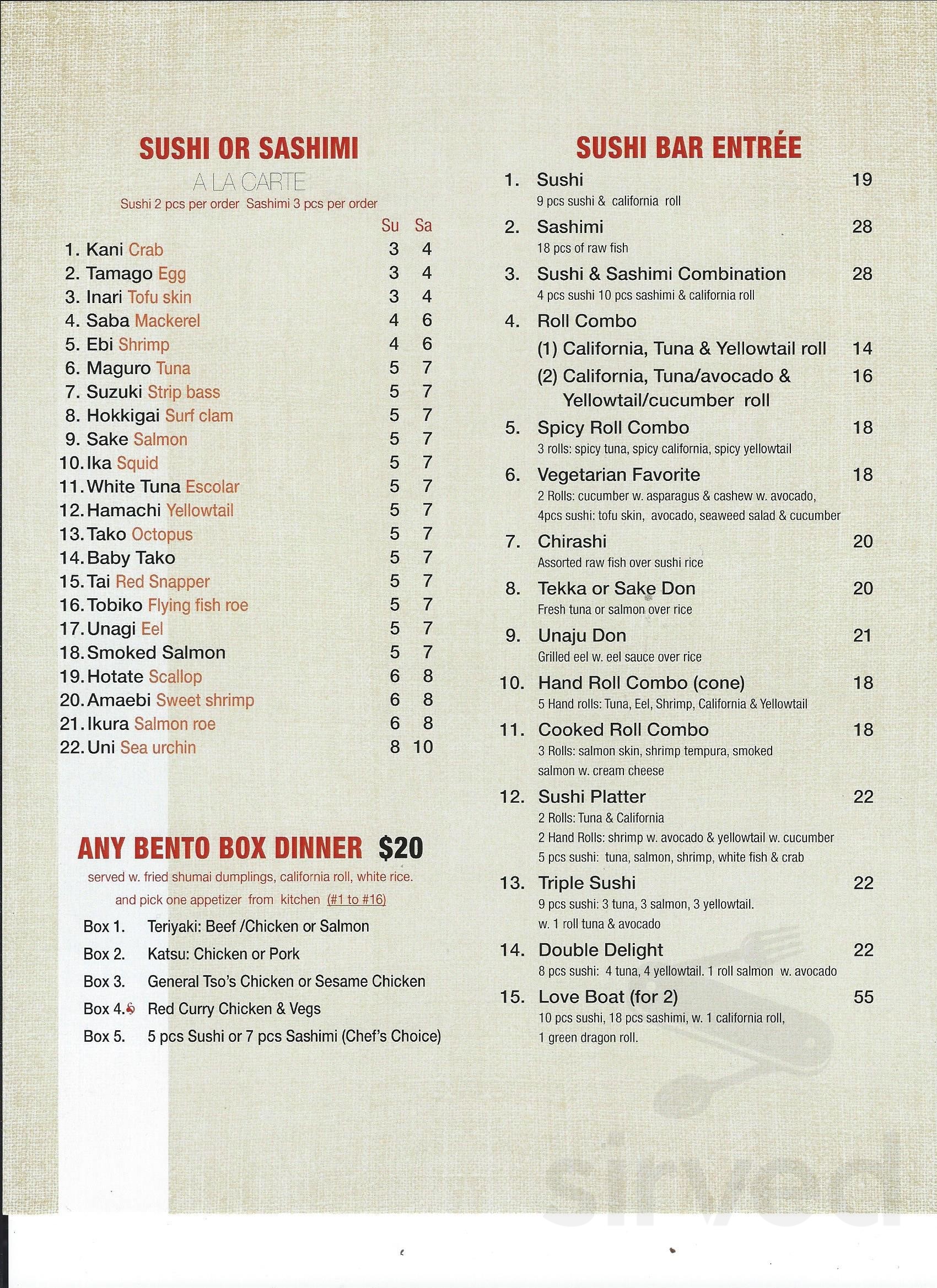 Yujo Sushi & Asian Cuisine menu in Dracut, Massachusetts, USA