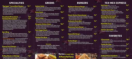 The Vortex Menu Menu for Vortex Grill in Fort Belvoir, VA | Sirved