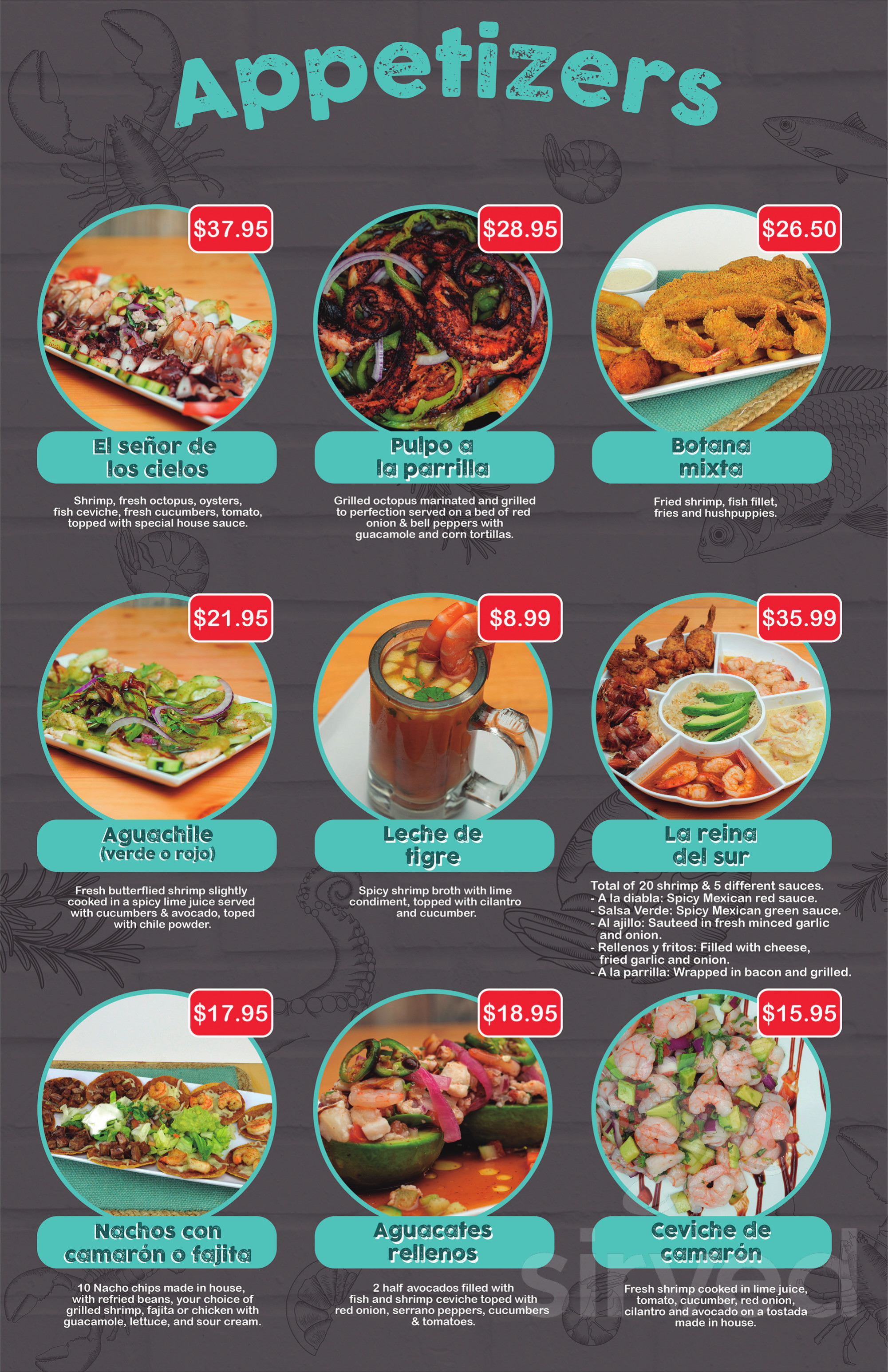 El Viejón Seafood Restaurant menus in Grand Prairie, Texas, United States