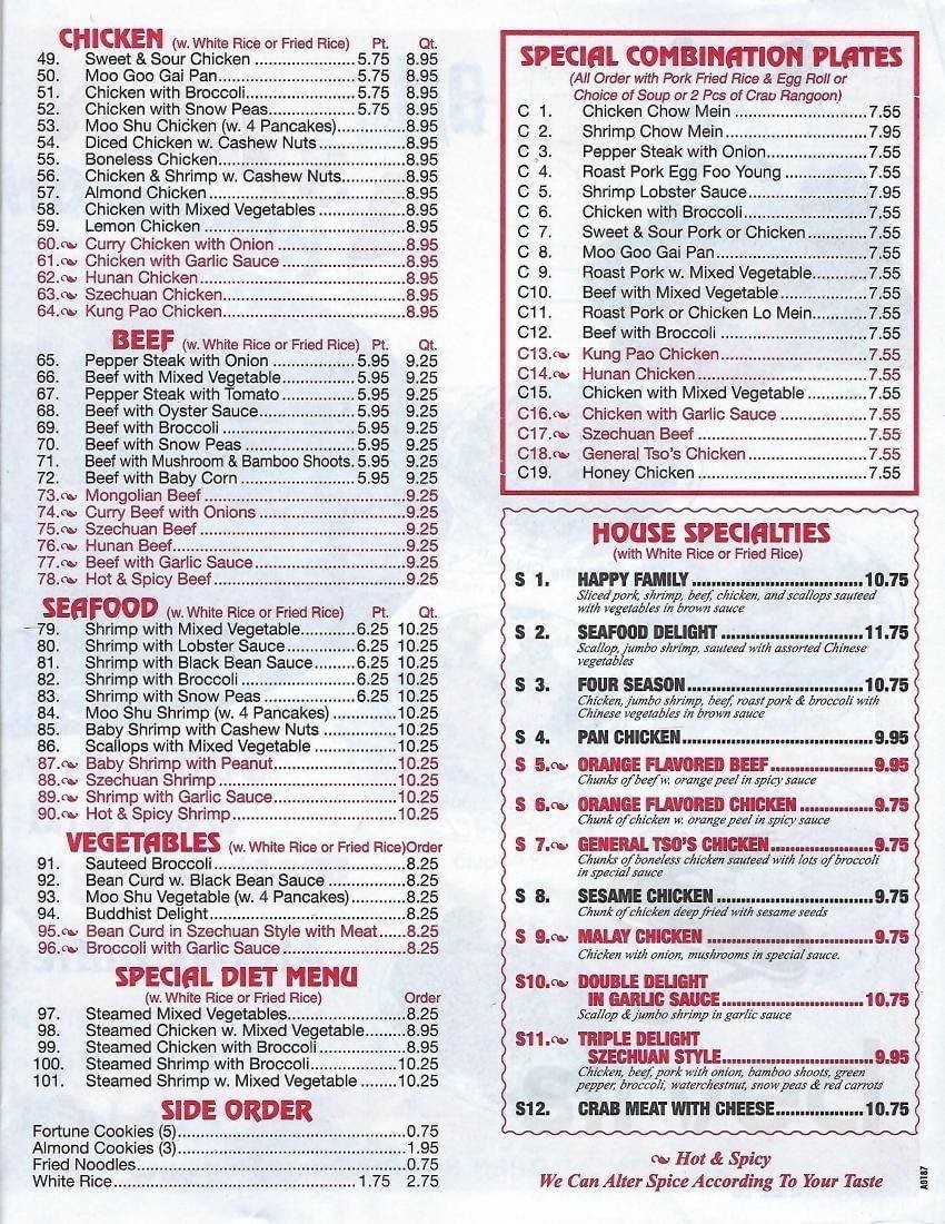 Menu for Asian Pearl in Bedford IN Sirved