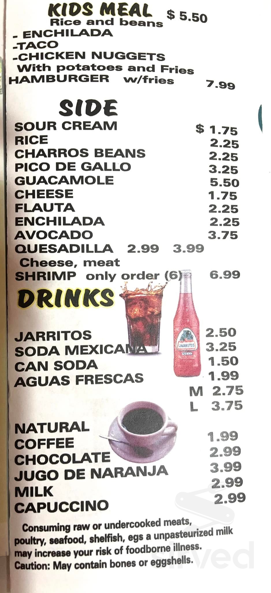 Charros Tacos menu in Hammond, Indiana, USA