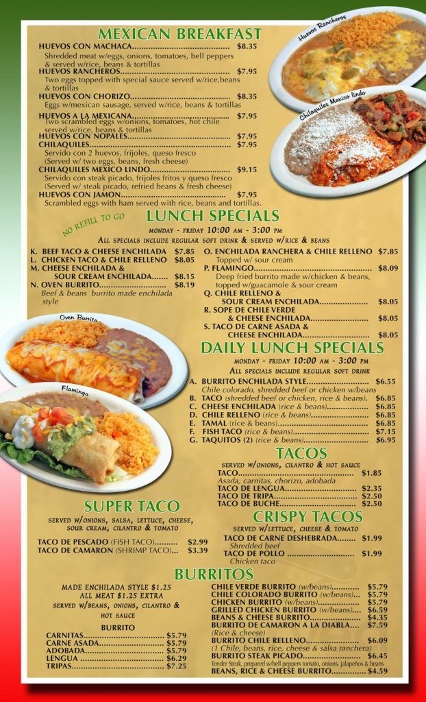 Mexico Lindo Restaurant menus in Rancho Cucamonga, California, United ...