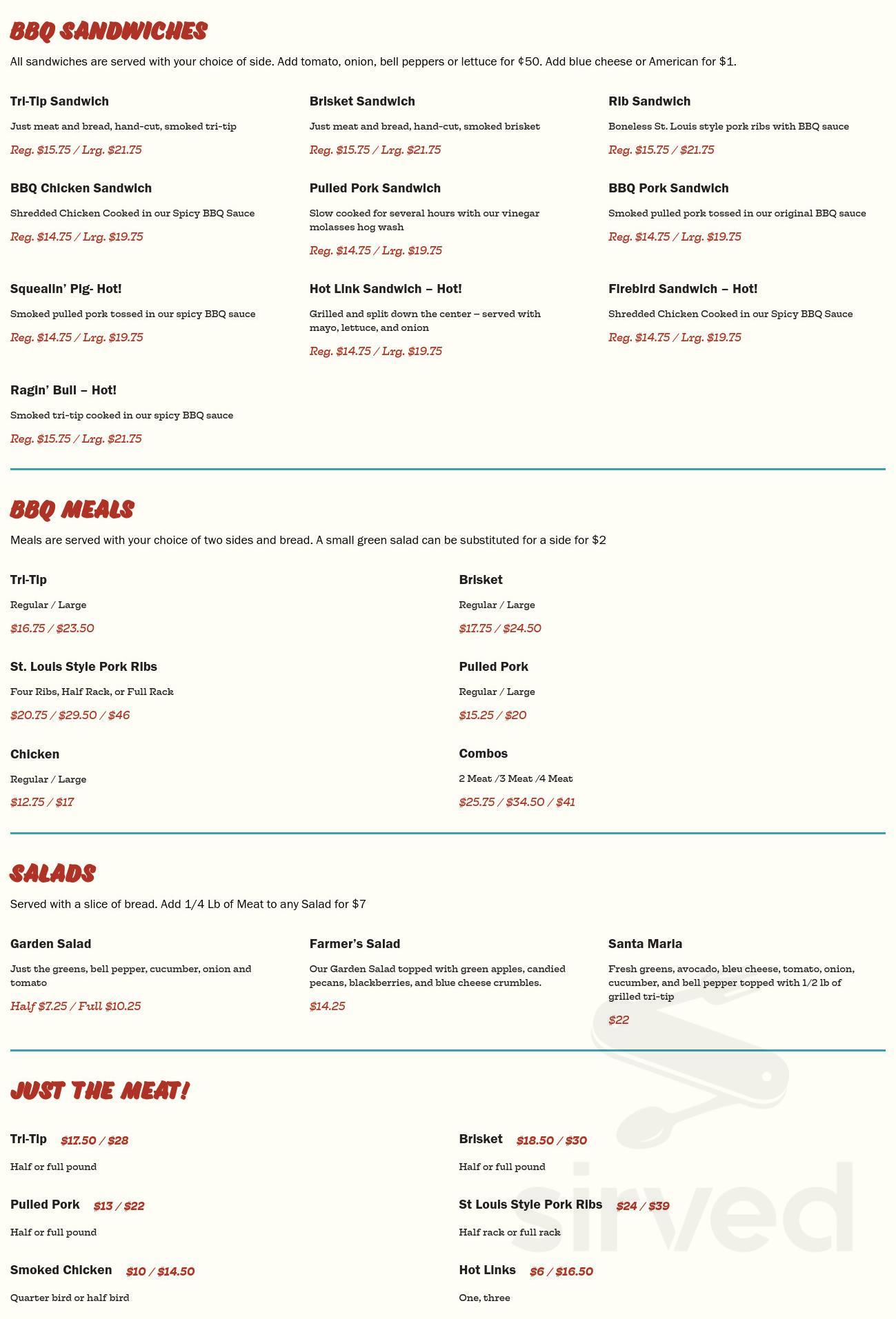 Wagon Wheel Barbecue menu in Mountain View, California, USA