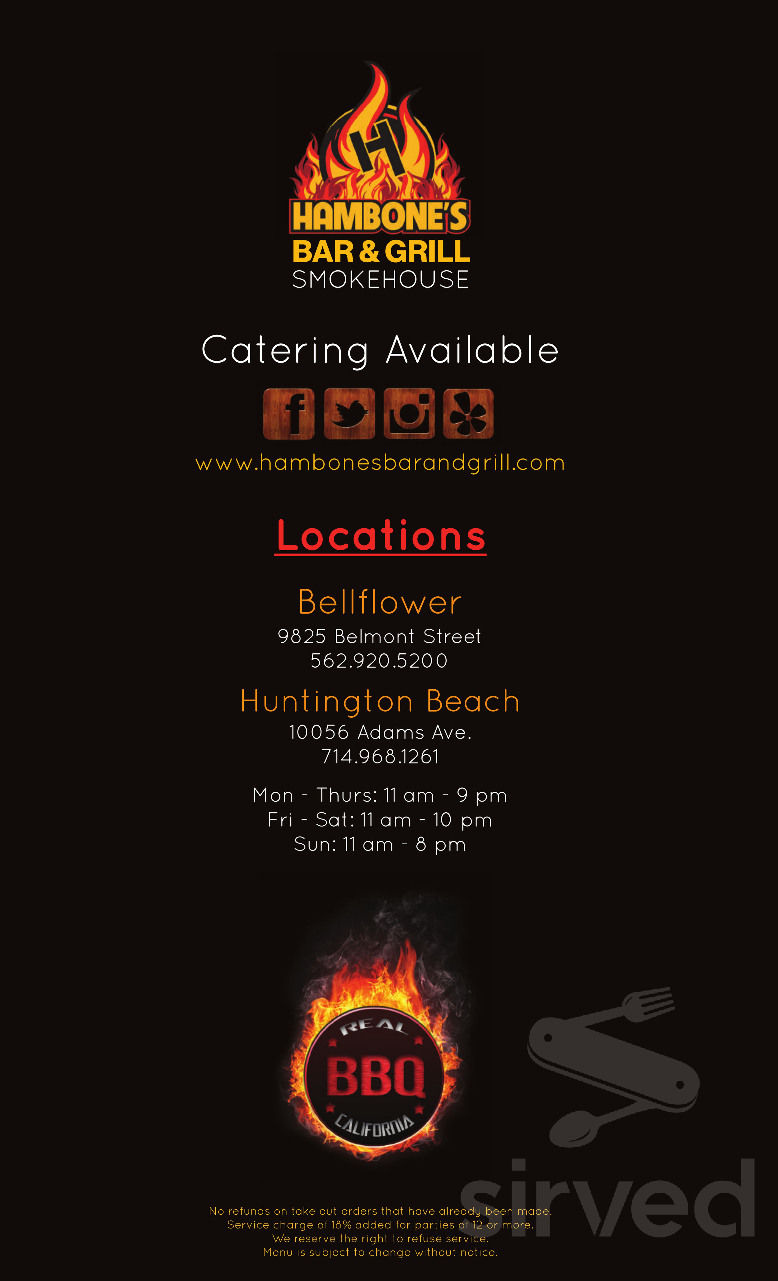 Hambone's menu in Bellflower, California, USA