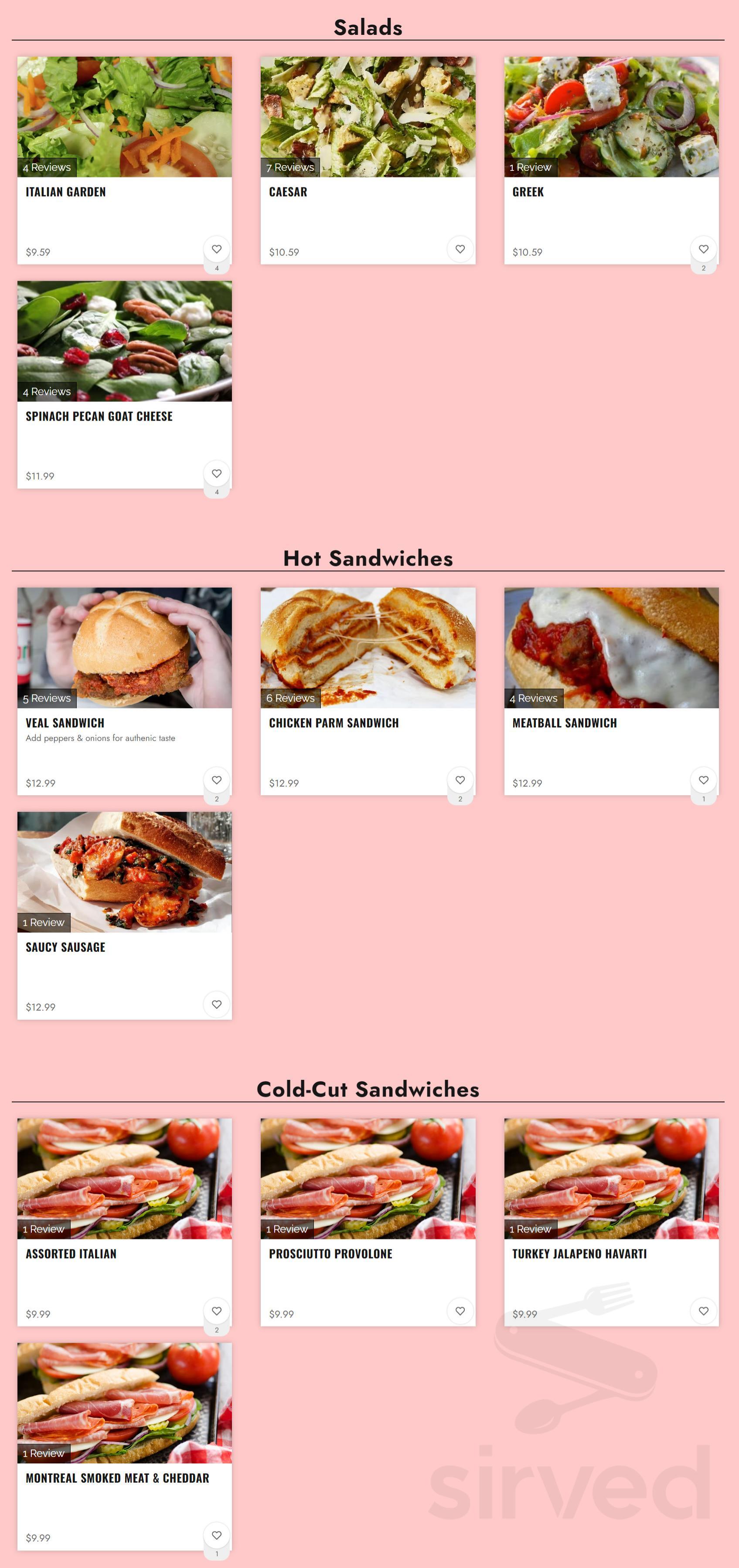 Valentino's menus in St. Catharines, Ontario, Canada