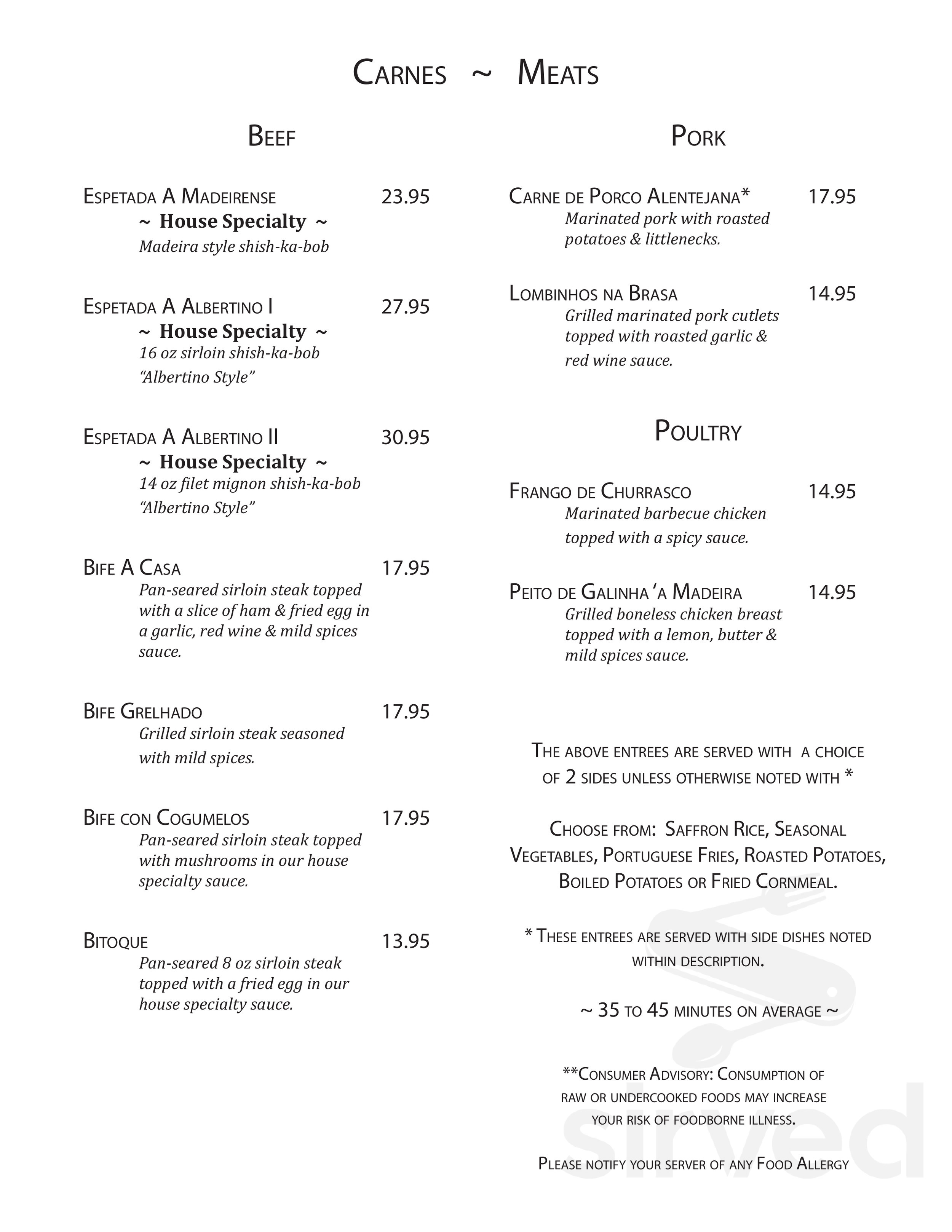 Madeira Restaurant menus in East Providence, Rhode Island, United States