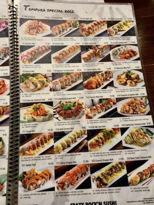 Crazy Rock'n Sushi menu in Irvine, California, USA