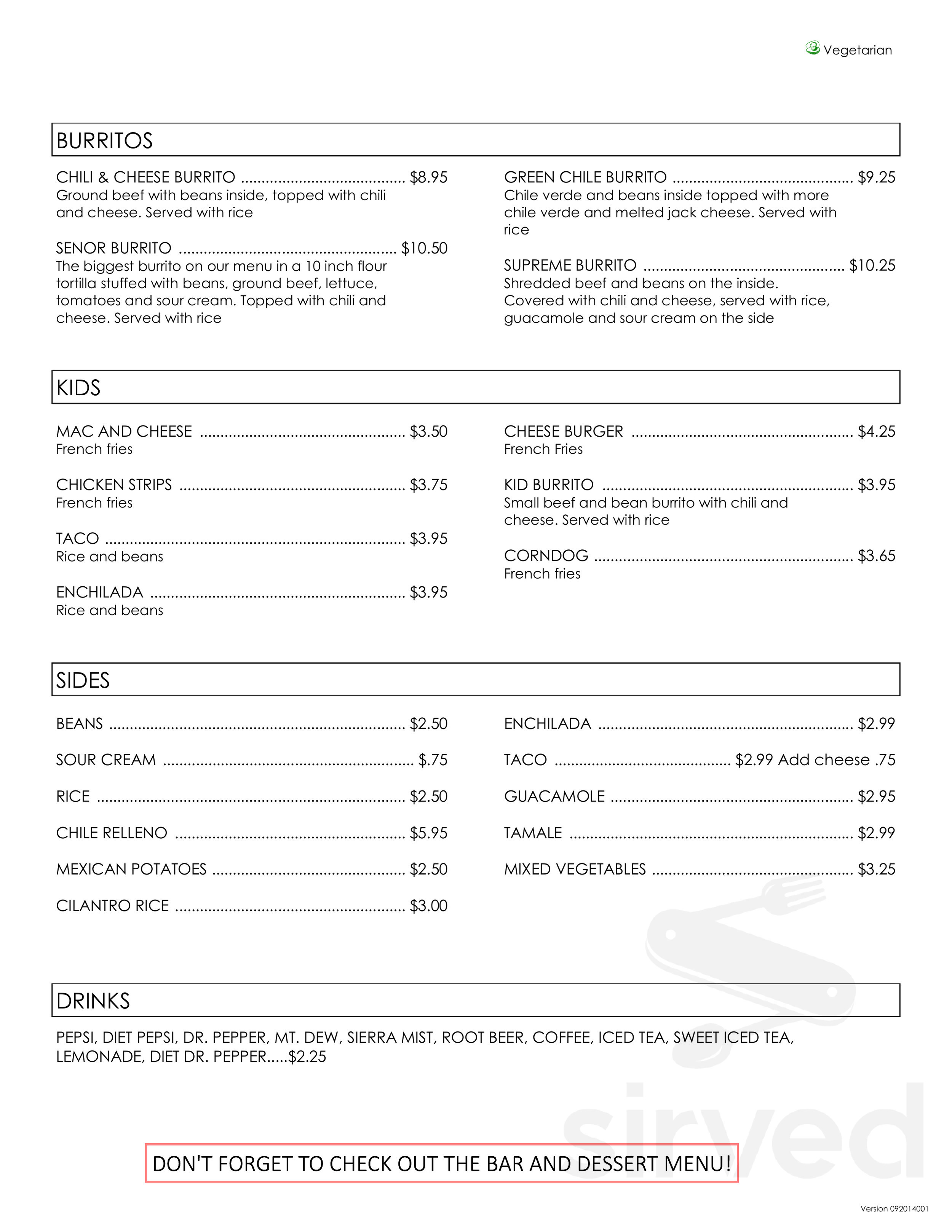 Menu - Ardmore OK's Casa Romo Cocina Mexicana | Sirved