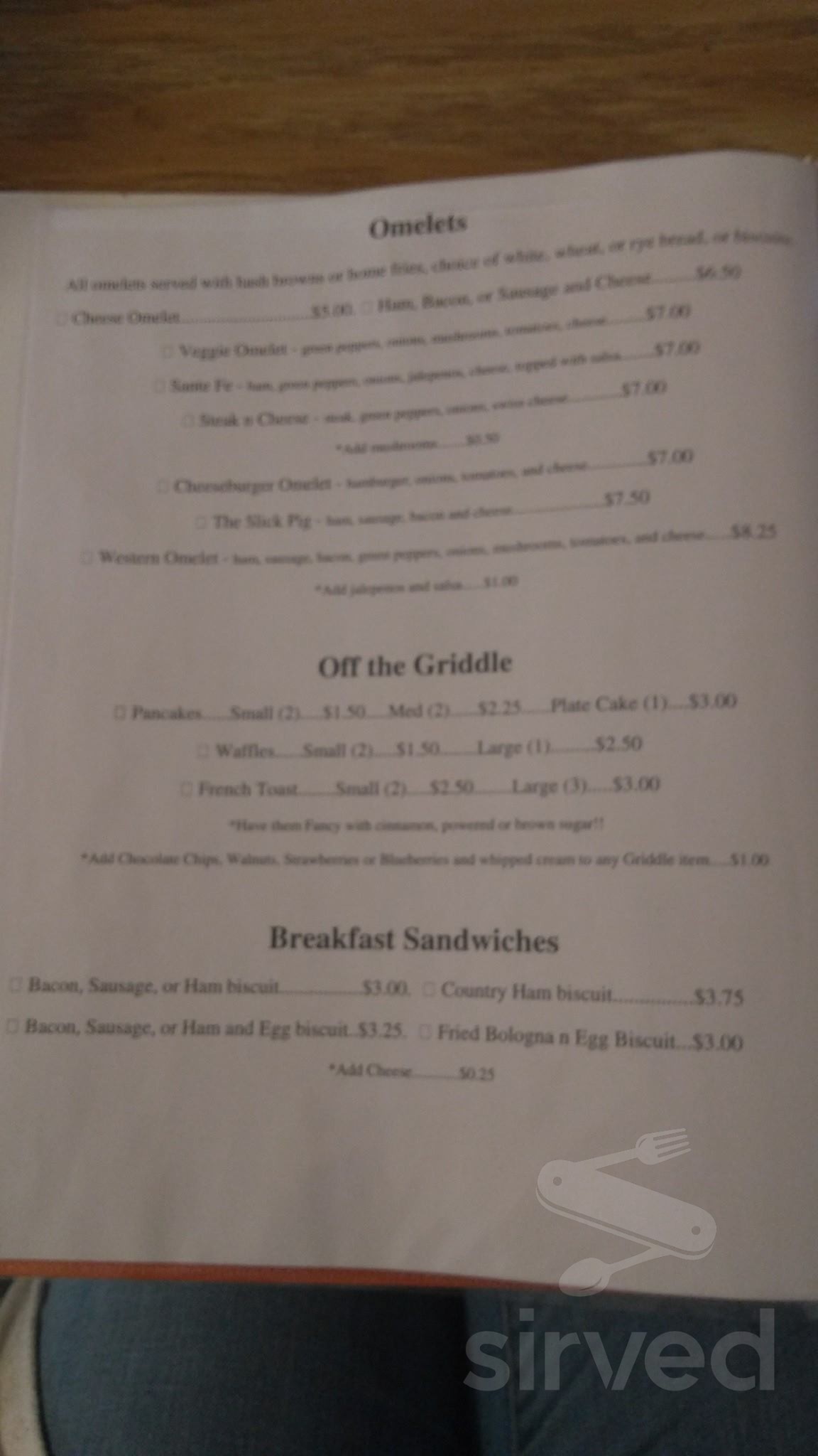Kountry Kitchen menu in Cadiz, Kentucky, USA