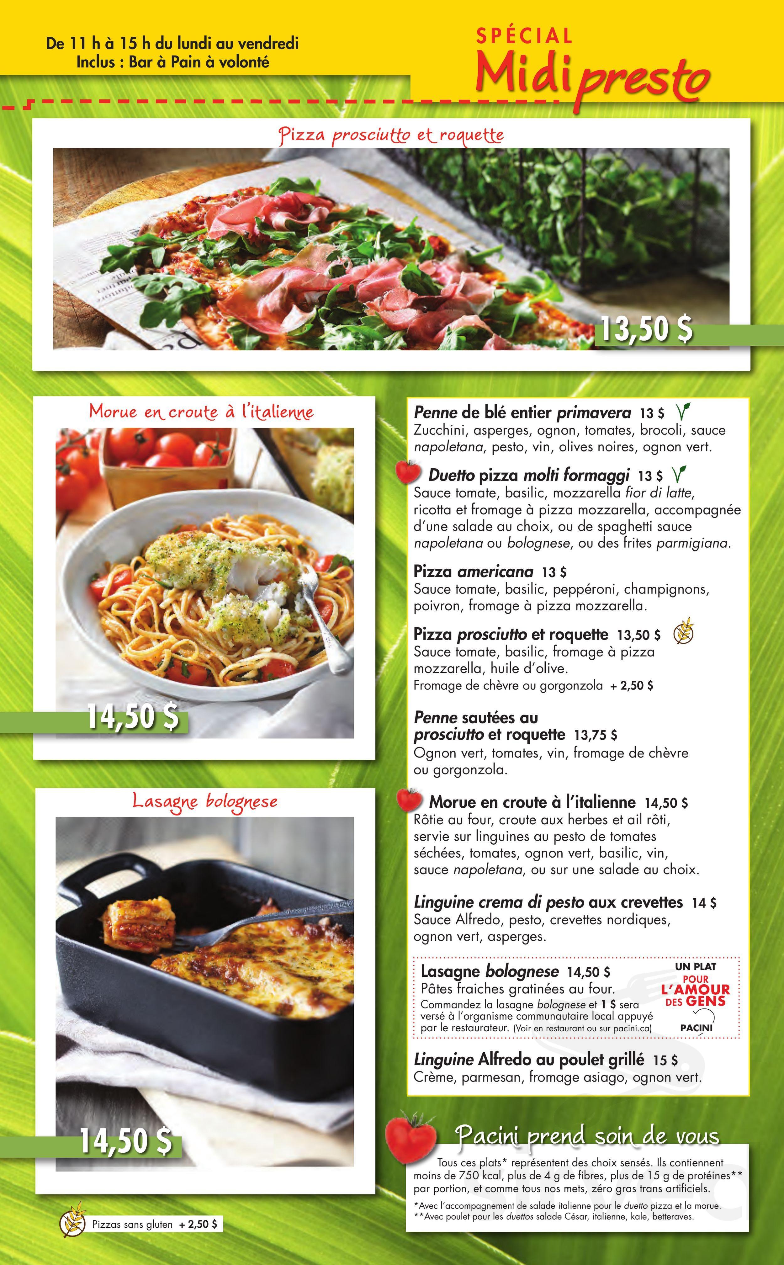Pacini Chicoutimi menu in Chicoutimi, Quebec, Canada