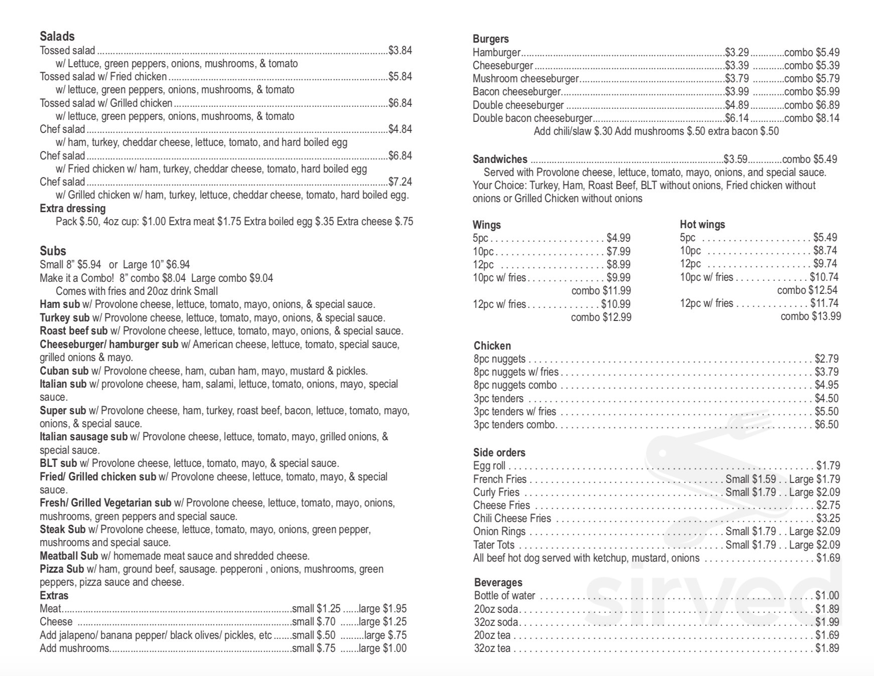 Steve's Pizza & Hot Subs menus in Carthage, North Carolina, United States