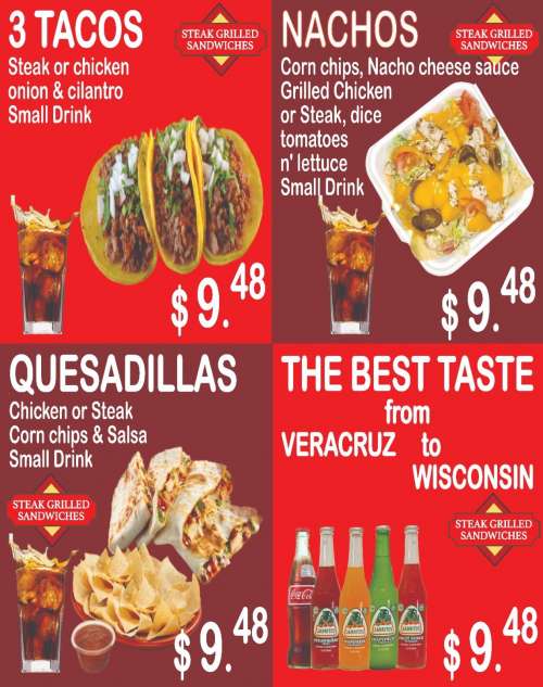 steak grilled sandwiches menu in Madison, Wisconsin, USA