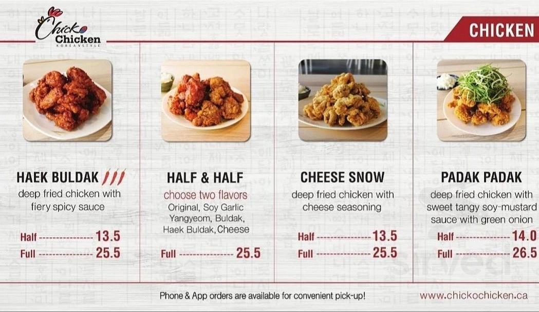 chicko chicken menu