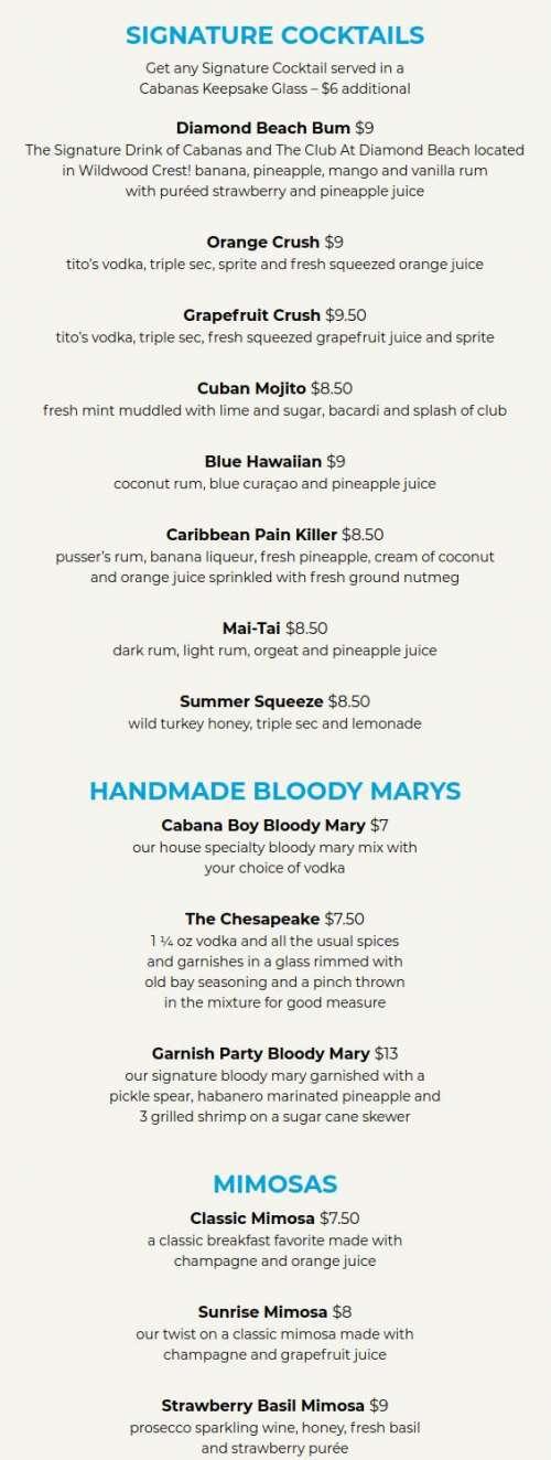 Taco Caballito Tequileria menu in Cape May, New Jersey, USA