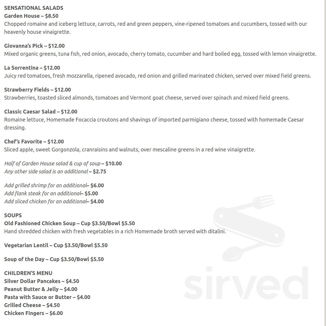 Giovanna's Gourmet Grab & Go menu in Ramsey, New Jersey