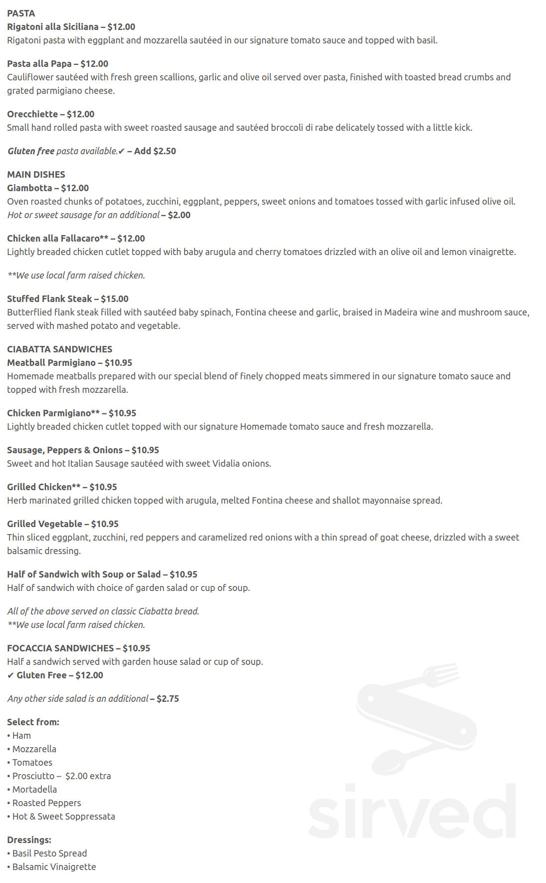 Giovanna's Gourmet Grab & Go menu in Ramsey, New Jersey