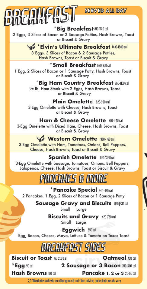 Boomarang Diner breakfast menu in Catoosa, Oklahoma