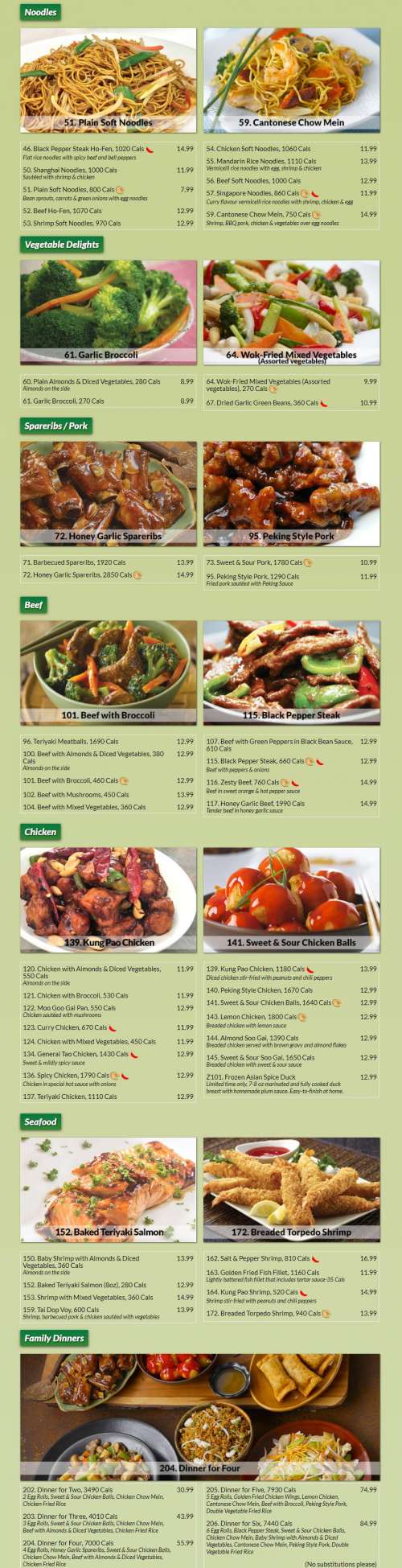 Mandarin Restaurant menu in Oshawa, Ontario, Canada