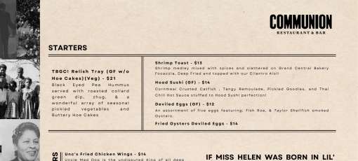 Menu for COMMUNION Restaurant & Bar in Seattle, WA | Sirved
