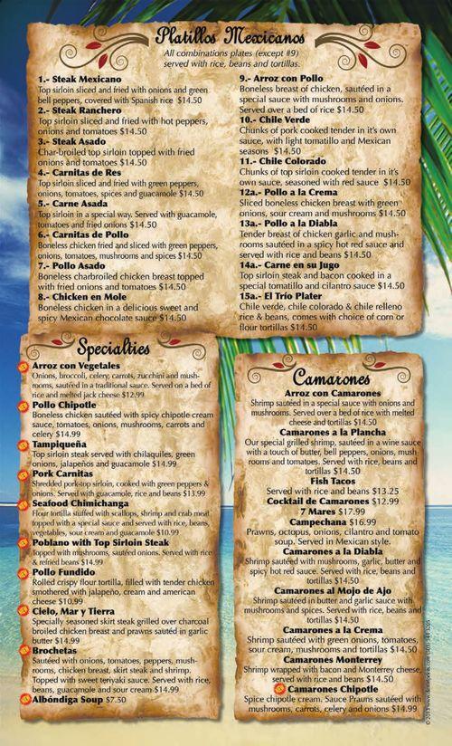 San Blas Mexican Restaurant menu in West Linn, Oregon, USA