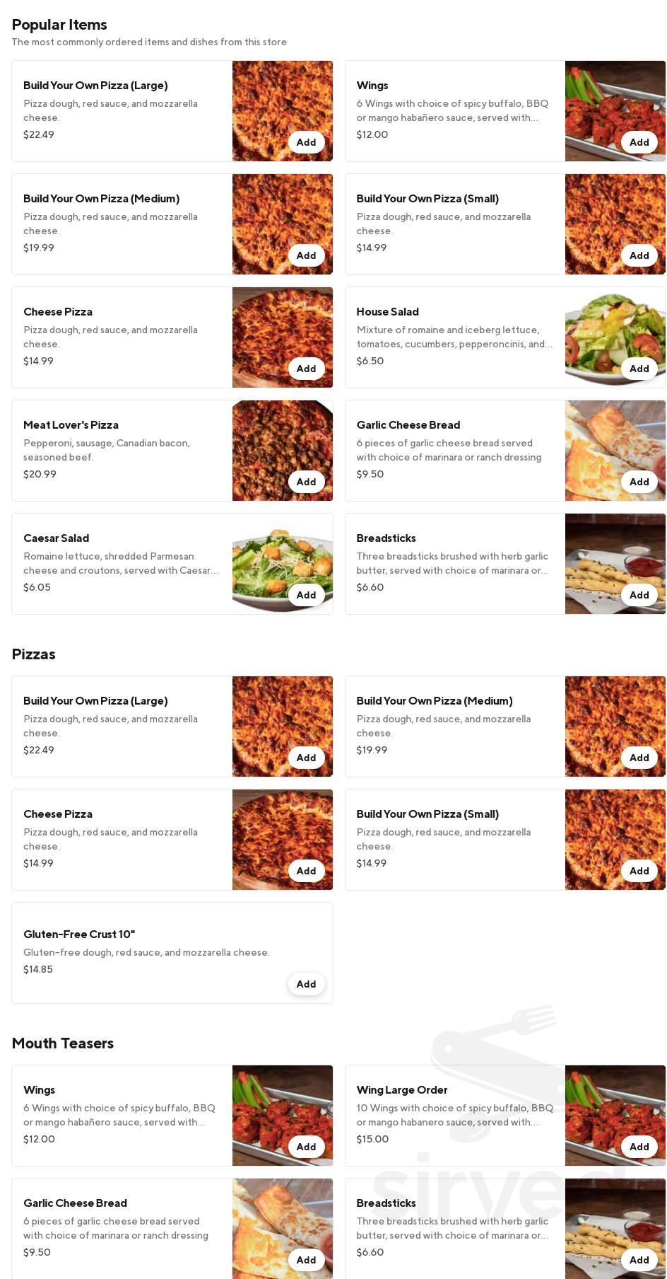 22nd Street Pizza menu in Newport Beach, California, USA