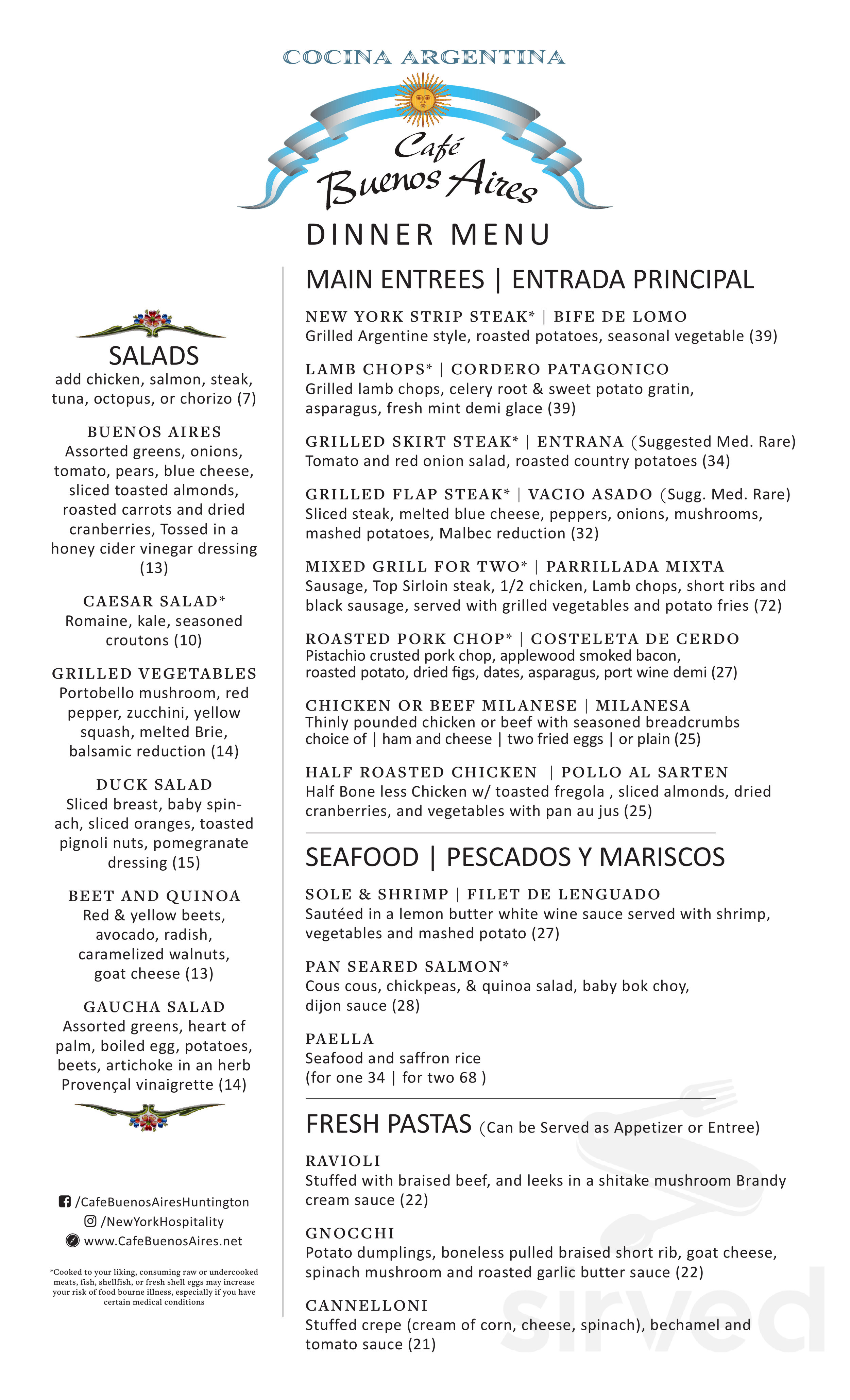 Cafe Buenos Aires menu in Huntington, New York, USA