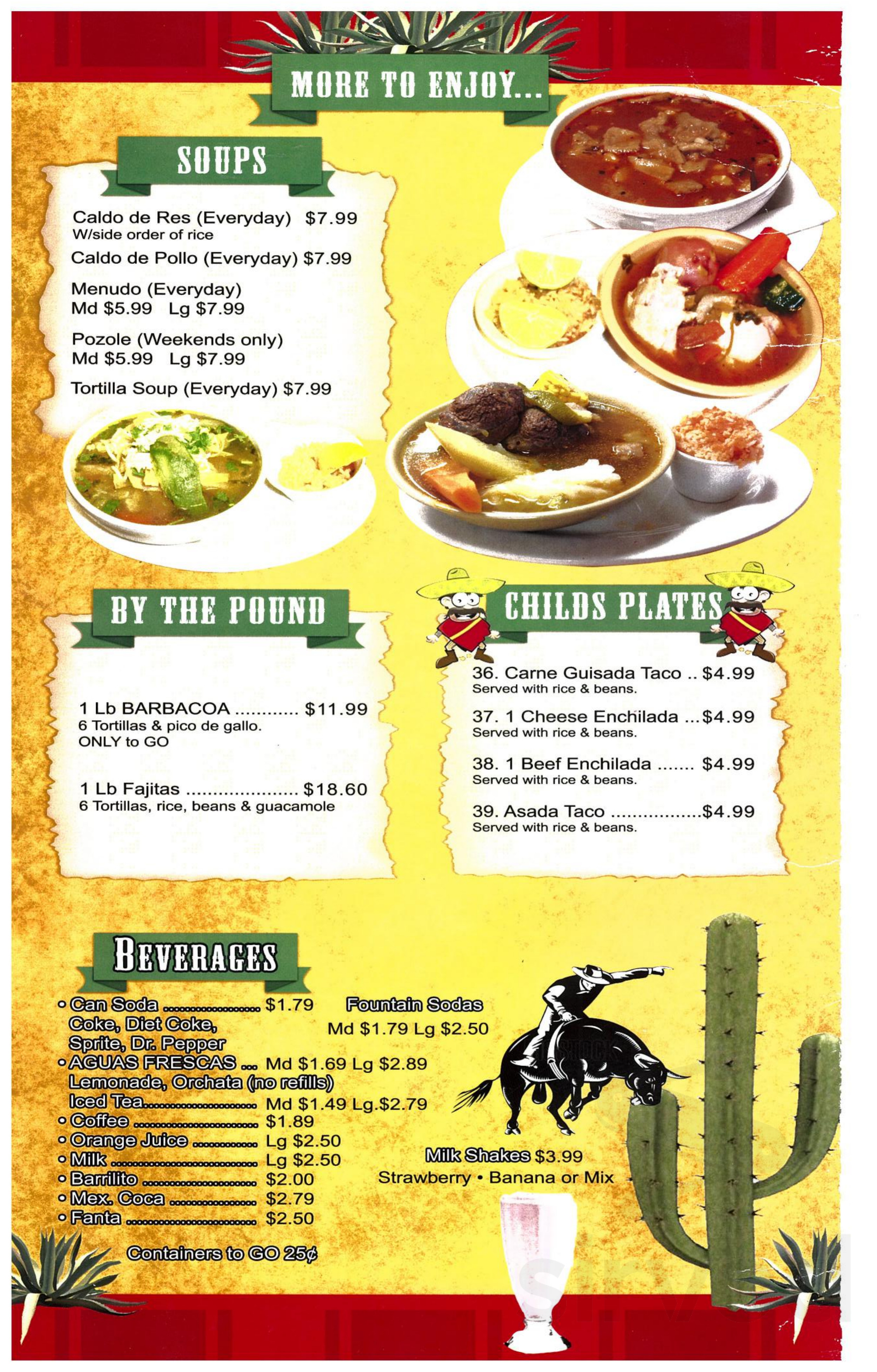 El Rodeo menu in San Antonio, Texas, USA