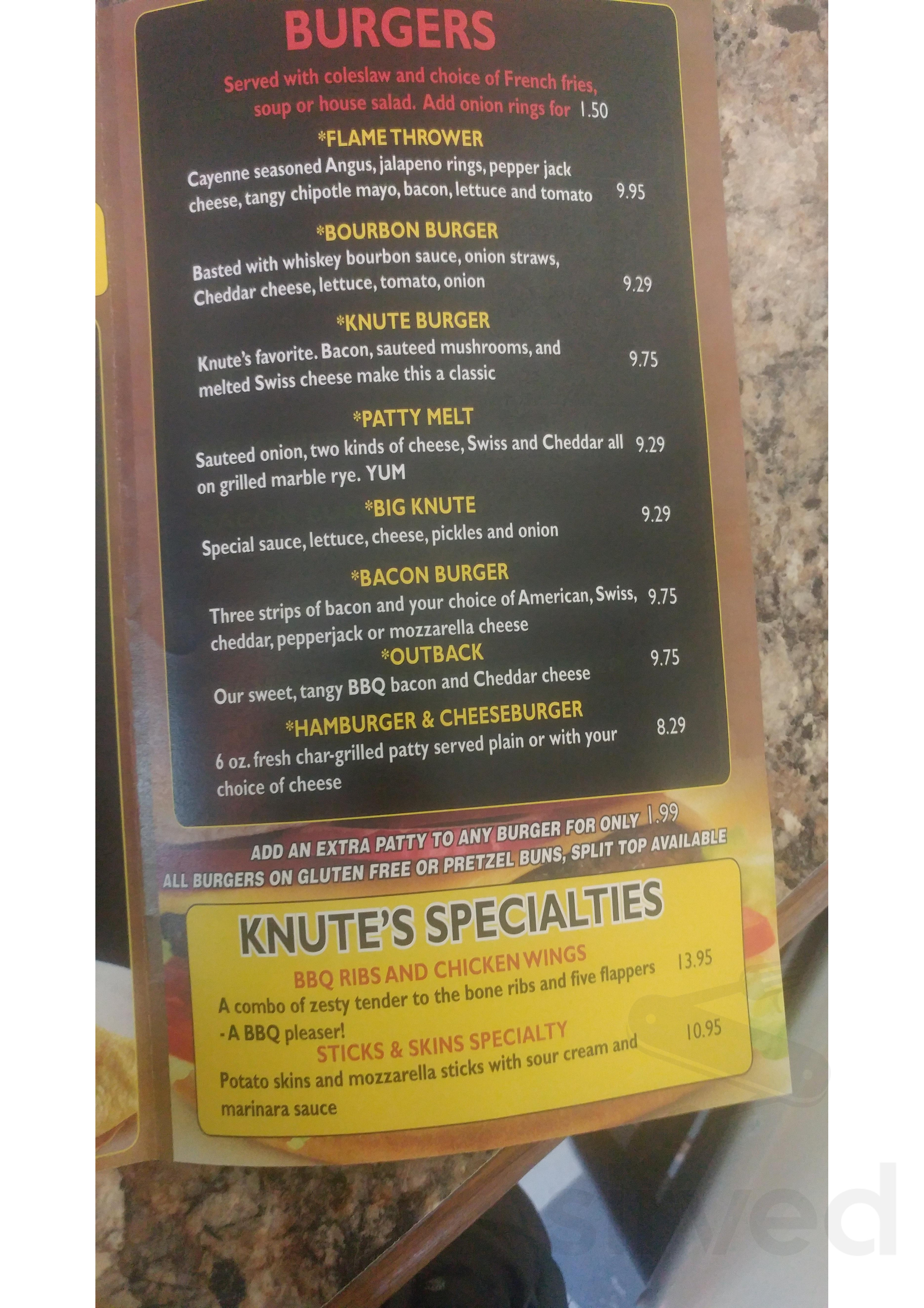 Knute's Bar & Grill menus in Orfordville, Wisconsin, United States