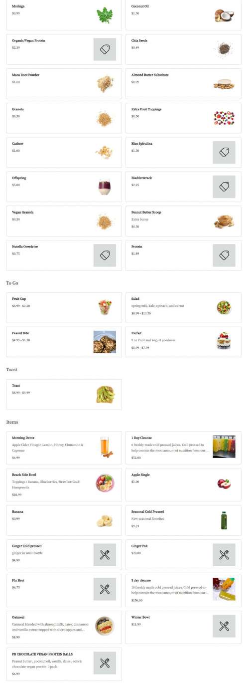 Juice Hub menu in South Orange, New Jersey, USA