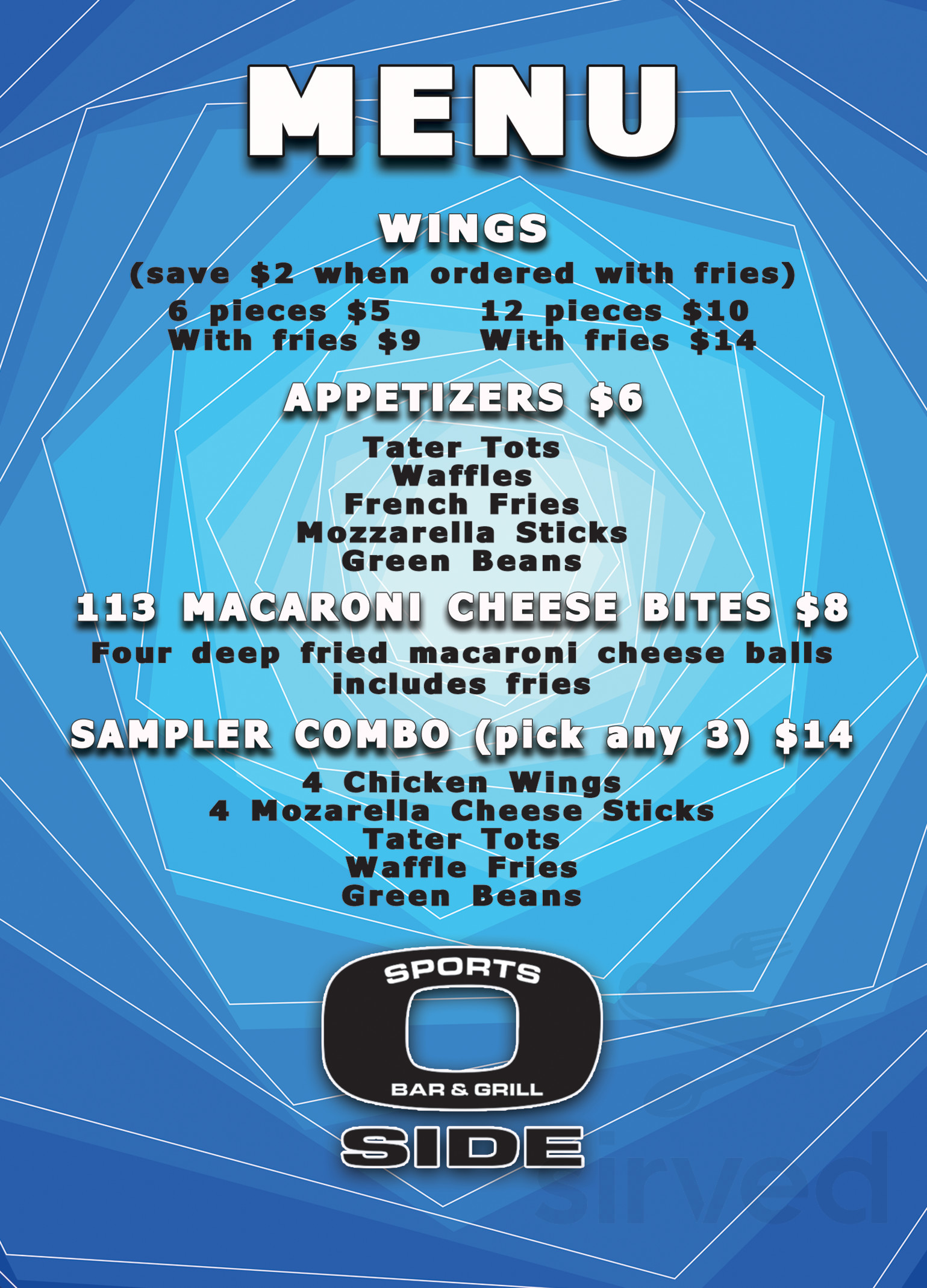 O'Side Sports Bar & Grill menu in Oceanside, California
