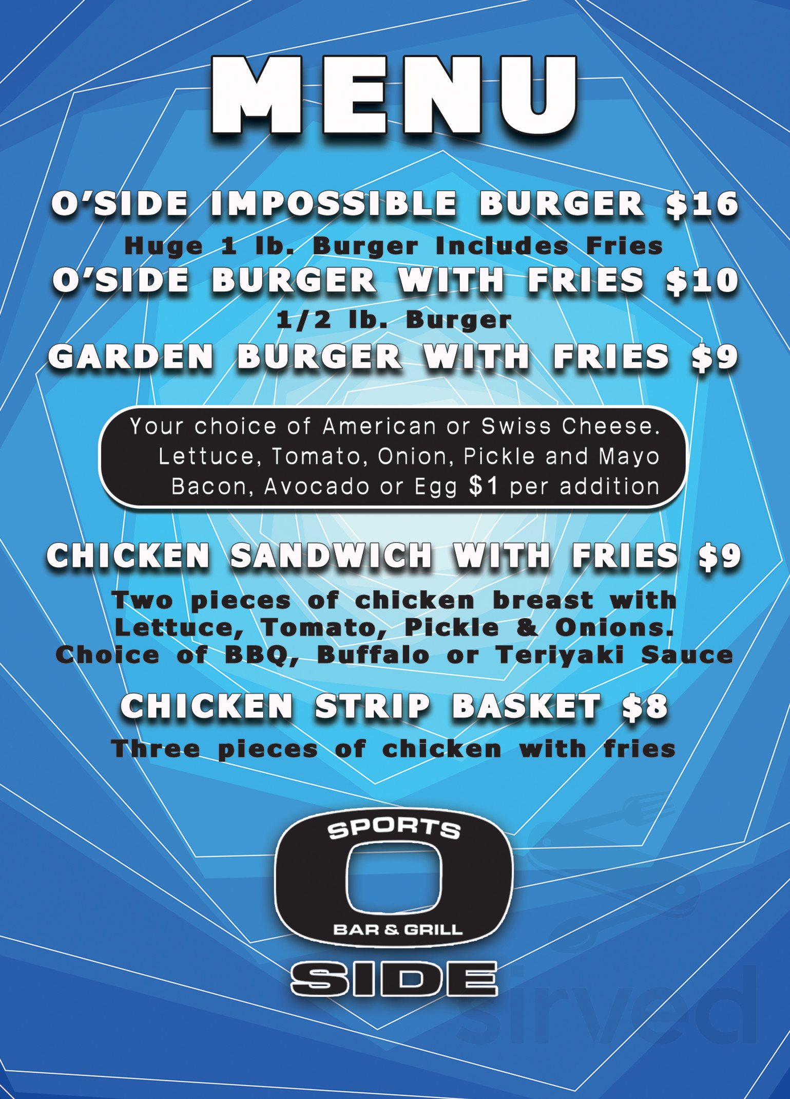 O'Side Sports Bar & Grill menu in Oceanside, California