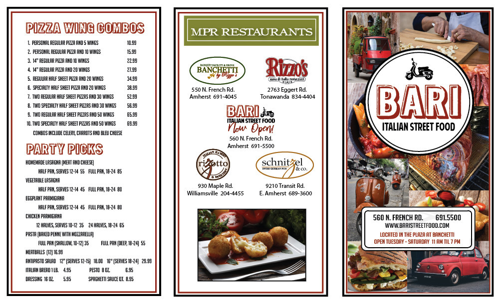 Bari Italian Street Food menu in Buffalo, New York, USA
