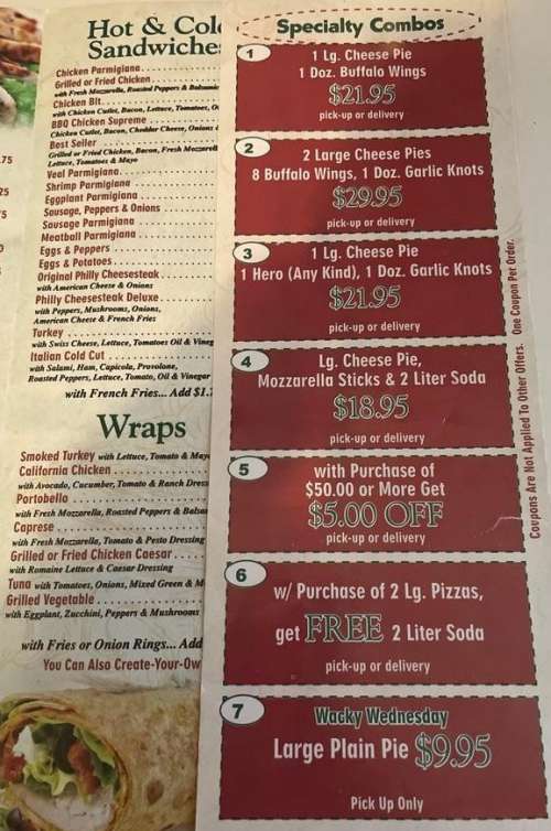 Lenny's Pizza menu in Queens, New York, USA