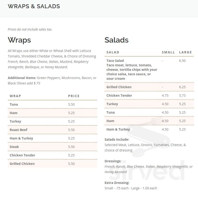 Tasta Pizza menu in Falconer, New York, USA