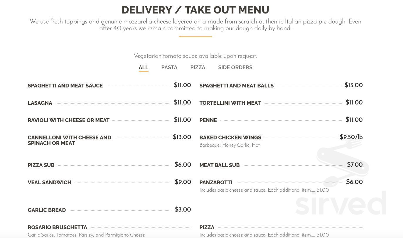 Capri Pizza menu in Cambridge, Ontario