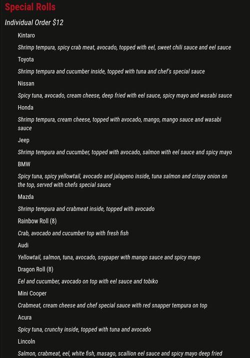 Kintaro All You Can Eat Sushi & Hot Pot menu in Brooklyn, Ohio, USA