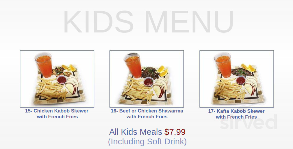 Golden Olive kids menu in Huntington Beach, California
