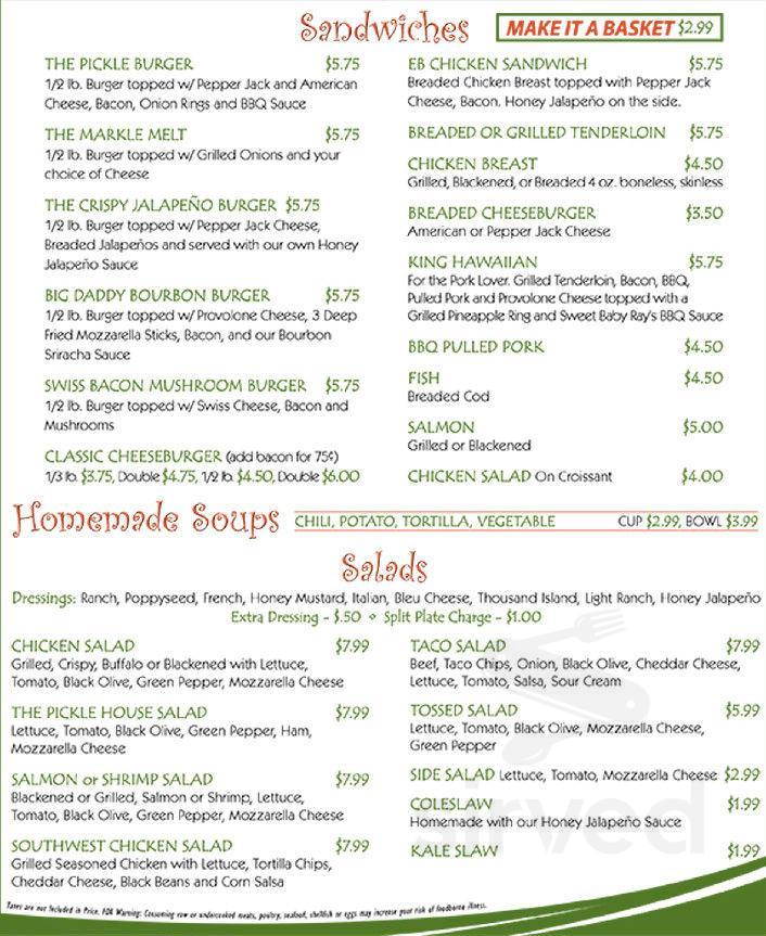 The Pickle menus in Markle, Indiana, United States