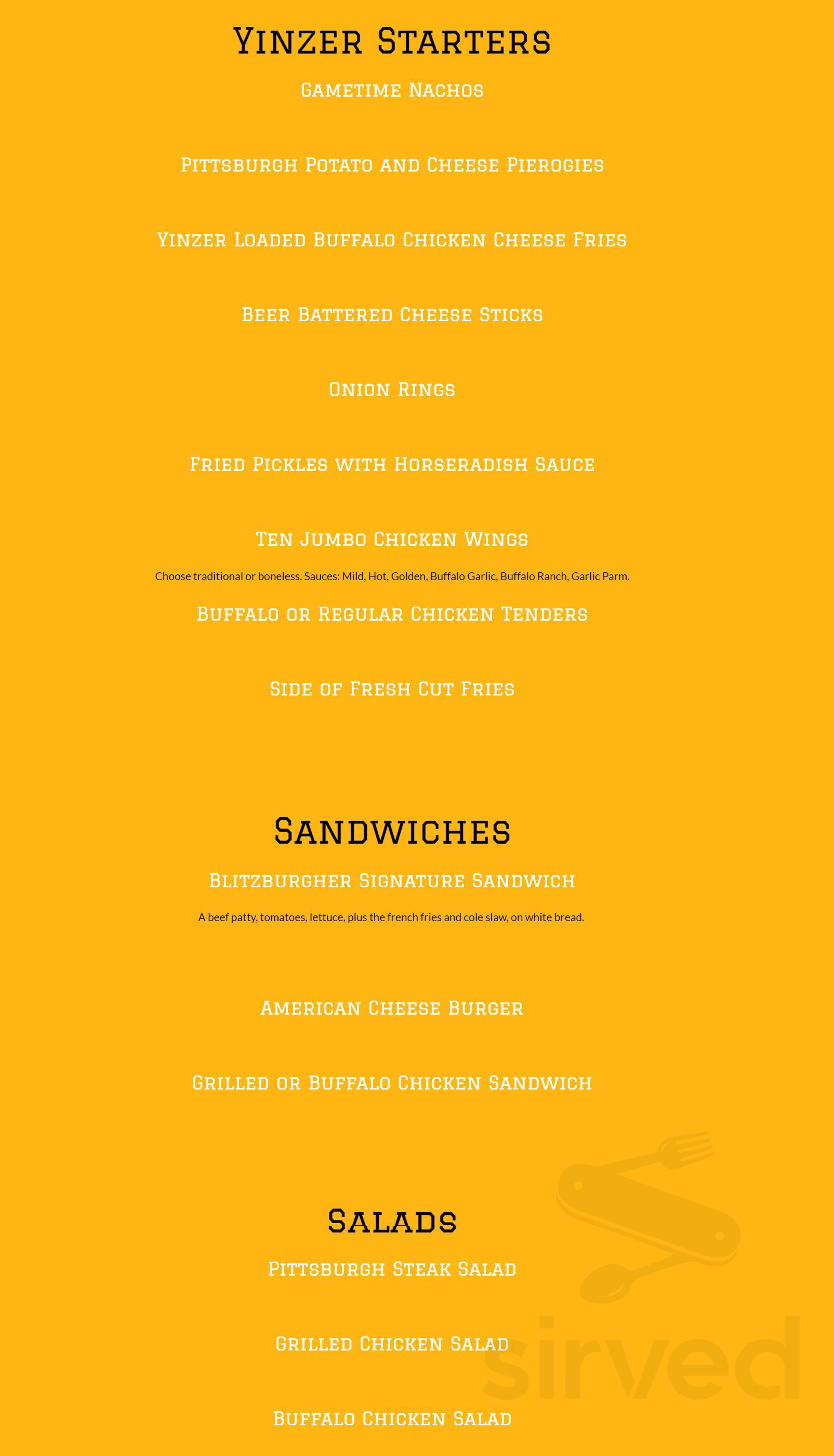 Blitzburgh Sports Bar & Grill menu in Murrells Inlet, South Carolina, USA