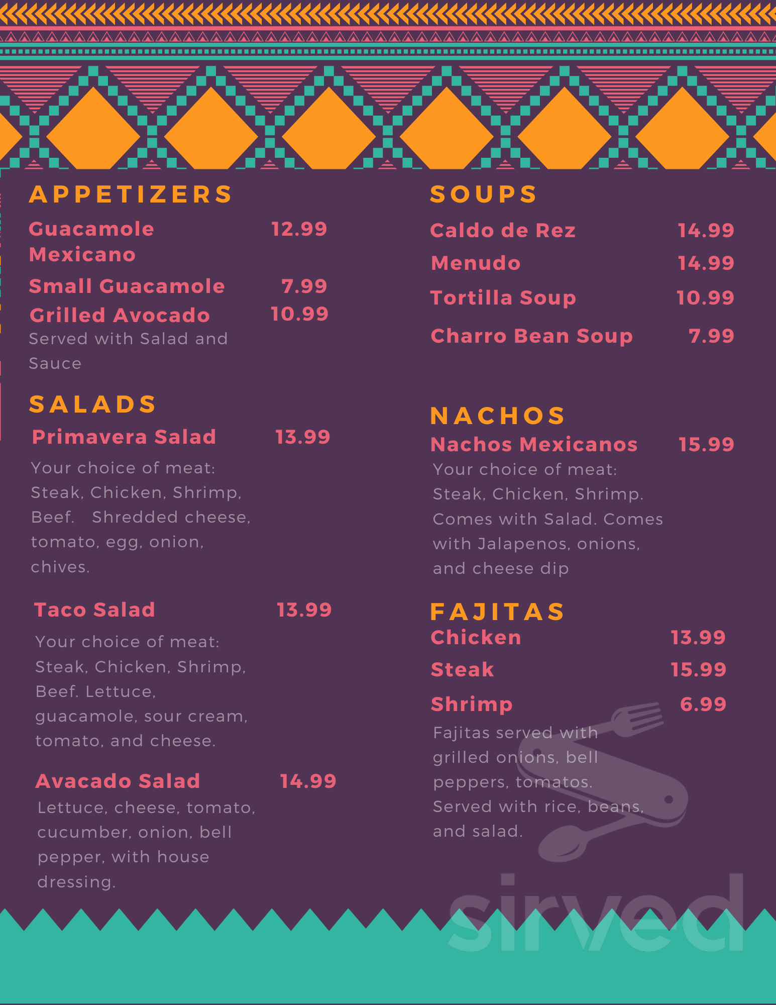 Taqueria LA Mexicana menu in DeRidder, Louisiana, USA